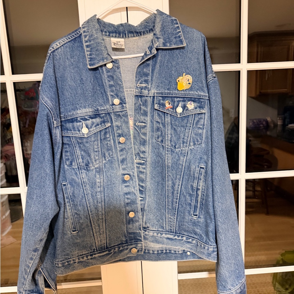 Vintage 80s Disney Store Seven Dwarfs Denim Jacket with Character Pins - Adult
